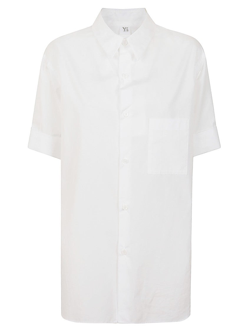 Yohji Yamamoto Button-Up White Cotton Shirt With Relaxed Fit