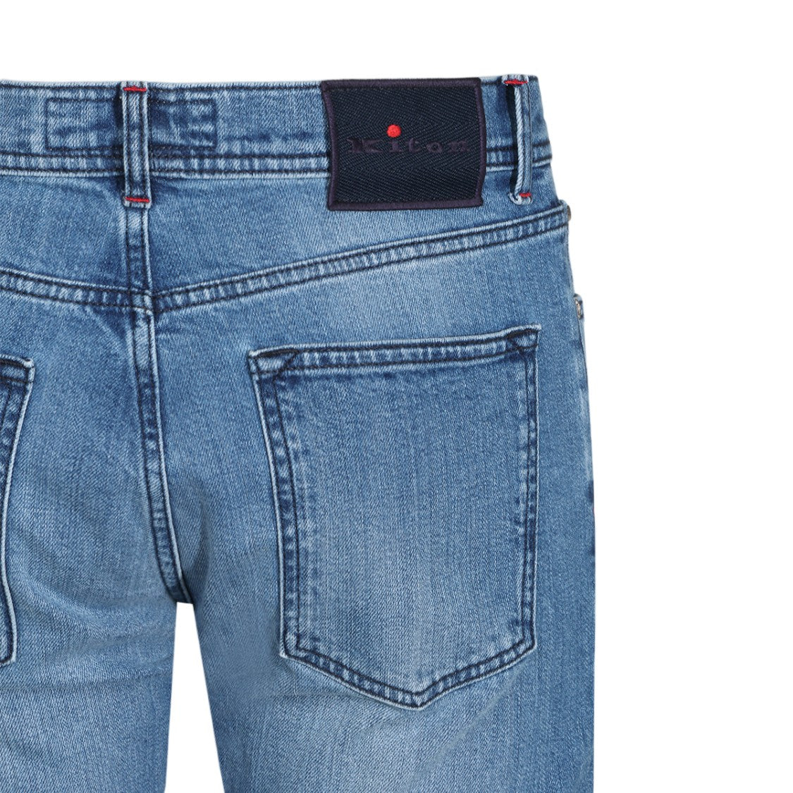 Kiton Straight-Leg Denim Jeans With Distinctive Red Stitching