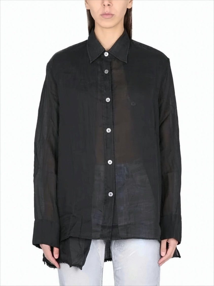 Our Legacy Semi-Sheer Black Shirt With Classic Collar
