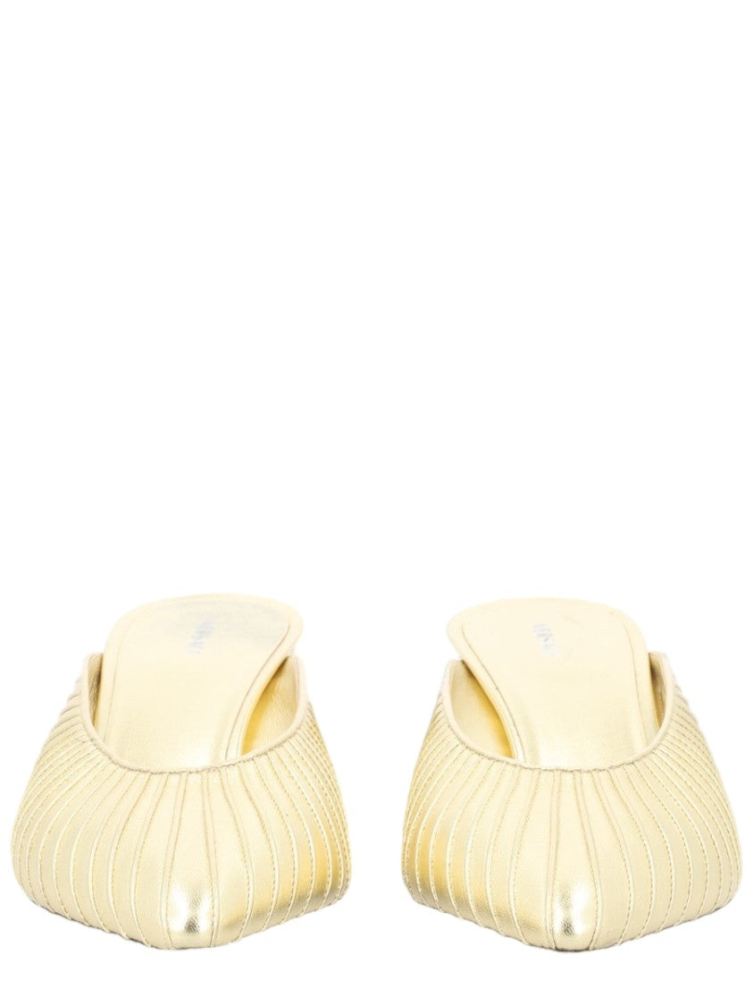 Versace Gold Metallic Pleated Leather Sandals