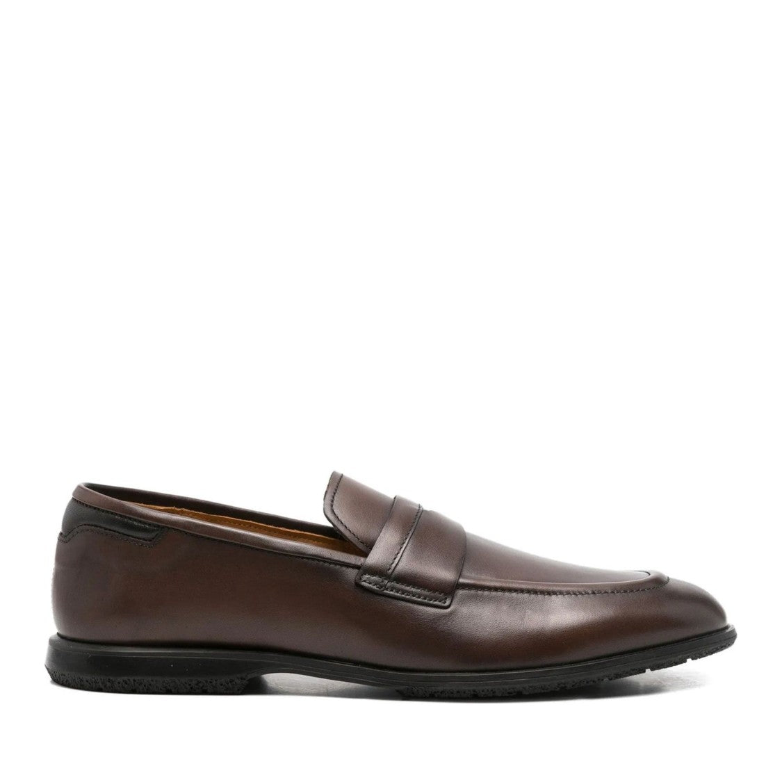 John Harrison Brown Leather Classic Penny Strap Loafers