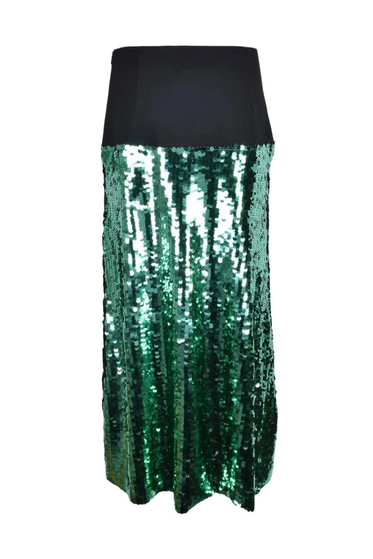 Erika Cavallini Long Skirt Green Sequins