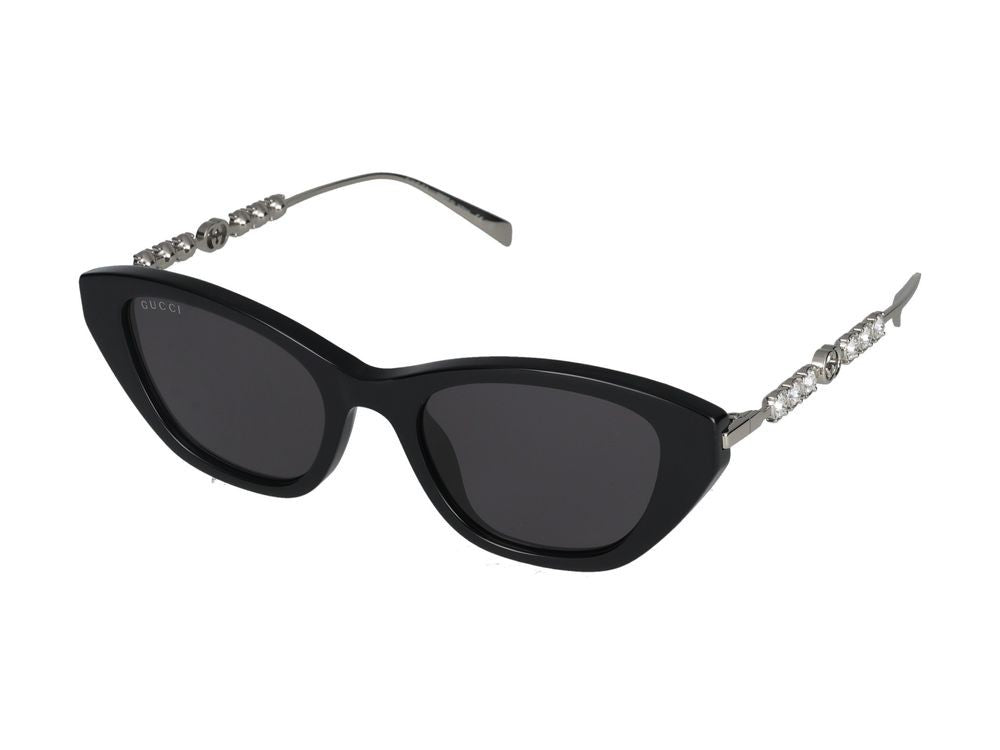 Gucci Black Silver Accents Cat-Eye Sunglasses