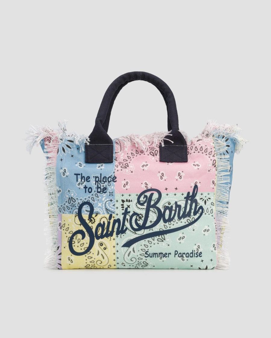 Mc2 Saint Barth Patchwork Tote Bag With Frayed Edges