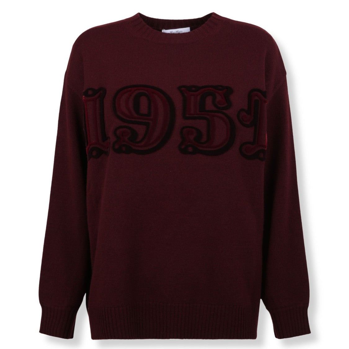 Max Mara Burgundy Oversized Knit Pullover With Embroidered Detail