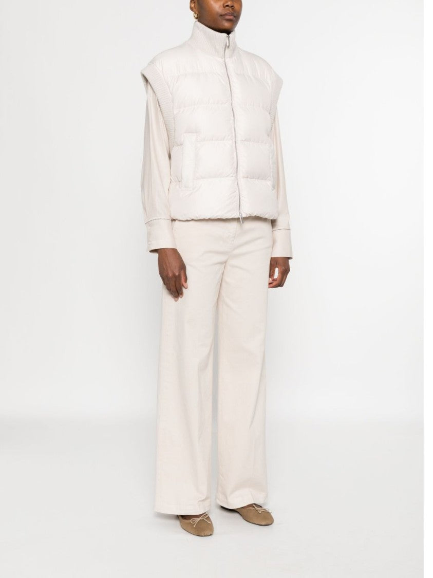 Peserico Quilted Beige Sleeveless Jacket