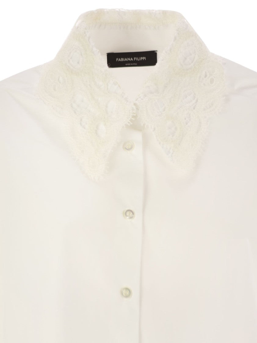 Fabiana Filippi Cropped Shirt With Lace Collar