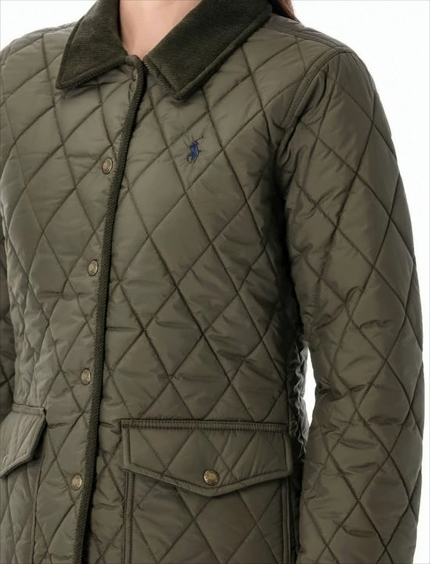Polo Ralph Lauren Diamond Quilted Padded Jacket With Snap Button Closure