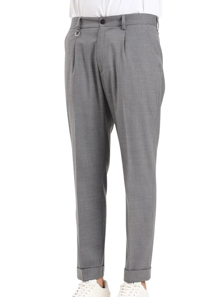 Golden Craft 1957 Grey Technical Cuffed Hem Wool-Blend Pants
