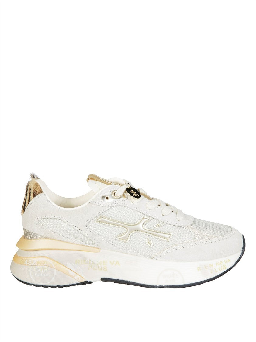 Premiata Gold Animal Print Accent Low-Top Sneakers