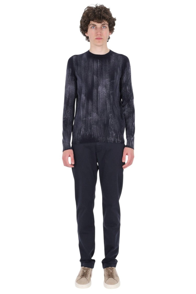 Avant Toi Blue Scratched Cashmere Crewneck Sweater