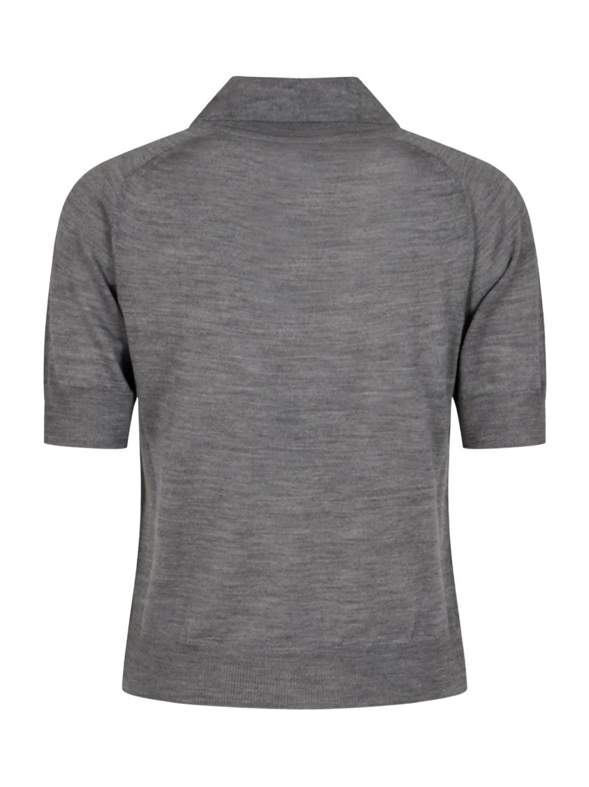 Ami Paris Ami De Coeur Polo Shirt In Luxurious Grey Wool