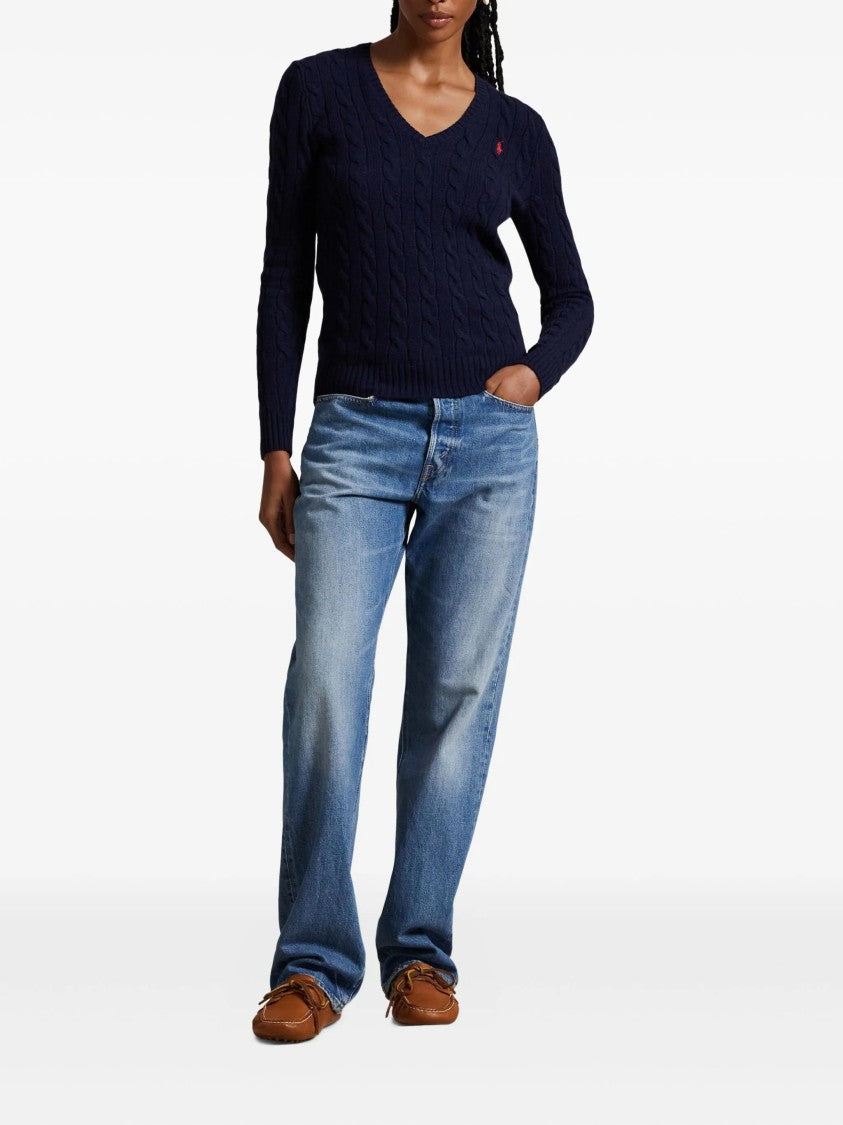 Polo Ralph Lauren Kimberly Cable-Knit V-Neck Sweater