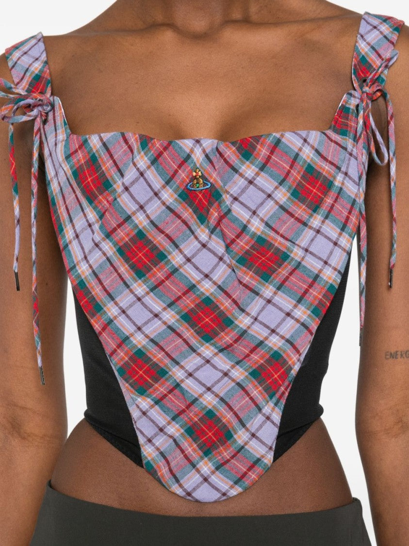 Vivienne Westwood Red Purple Tartan Tie Square Top