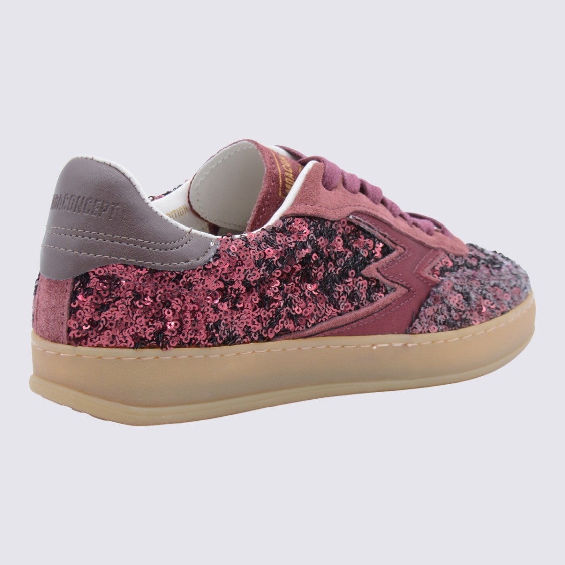 Moaconcept Bordeaux Sneakers From Moaconcept Featuring Round Toe, Cotton Laces Fastening, Paillettes And Rubbel Sole.