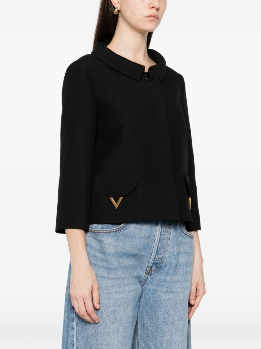 Valentino Garavani Cropped Jacket With Rounded Collar