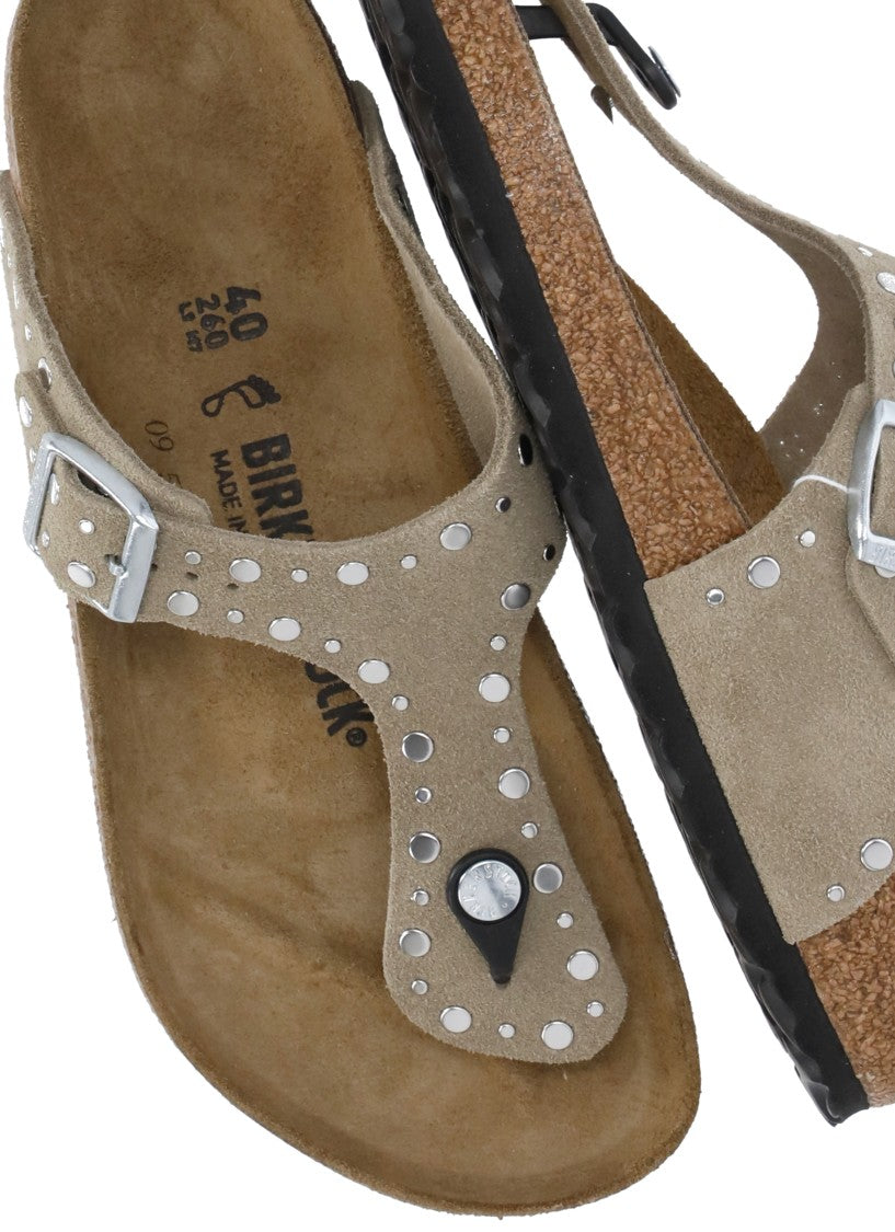 Birkenstock Beige Gizeh Rivet Studded Sandals