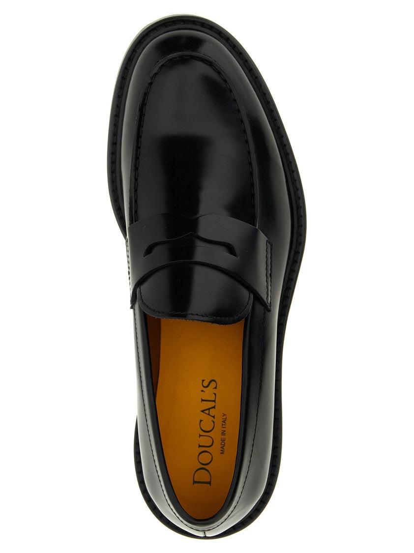 Doucal's Leather Loafers With Embossed Bowl Stitching
