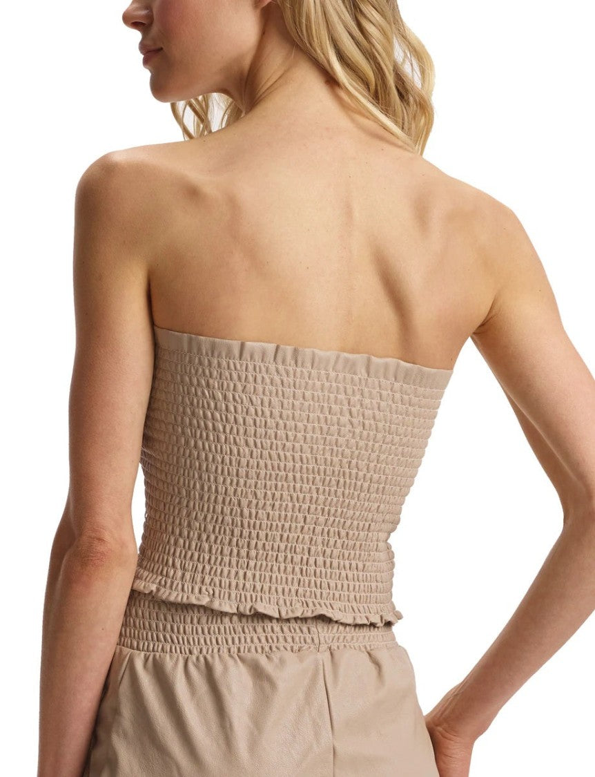 Commando Max Faux Leather Smocked Tube Top - Flt202