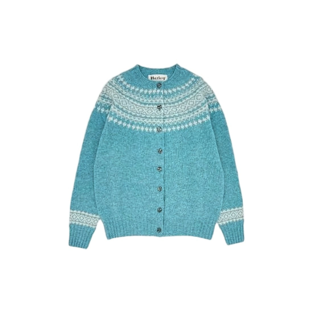 Harley Of Scotland Nordic-Inspired Blue Wool Cardigan With Button-Down Front