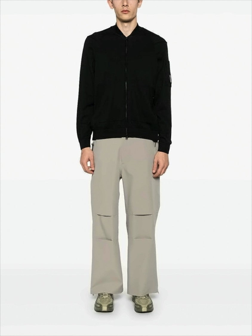 C.P. Company Black Zip-Up Cardigan With Ribbed Detailing