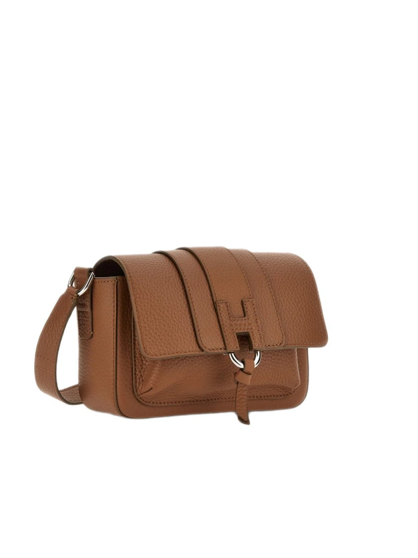Hogan Textured Hammered Leather Flap Bag