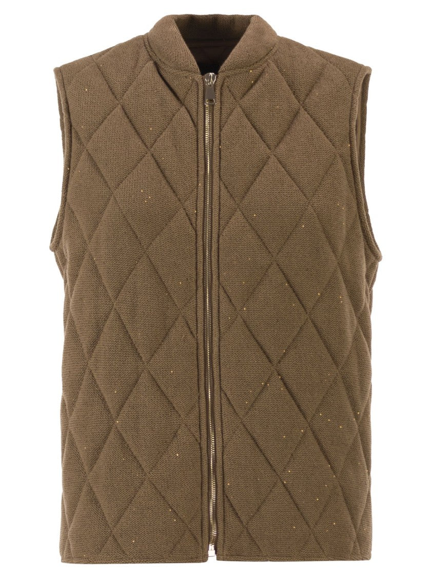 Fabiana Filippi Quilted Cotton And Linen Waistcoat With Sequins