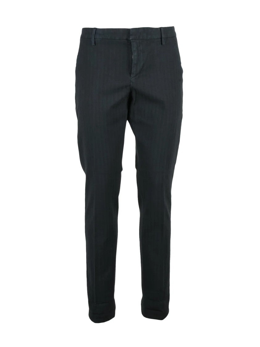 Dondup Black Gaubert Textured Stretch Cotton Trousers