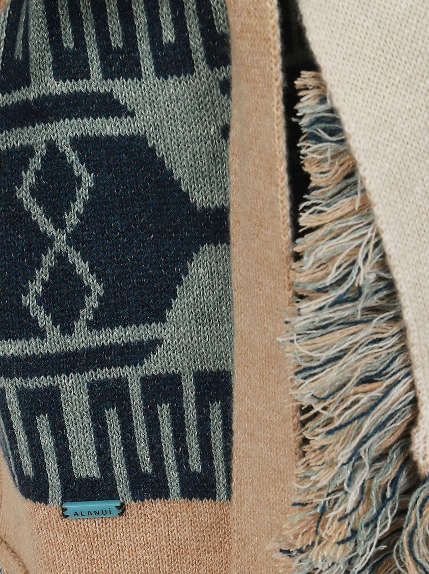 Alanui Jacquard Pattern Cardigan With Shawl Collar And Fringed Detail