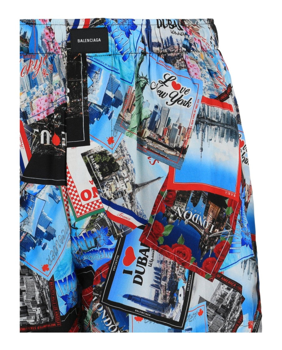 Balenciaga Mixed Scraves Silk Crepe Pyjama Shorts