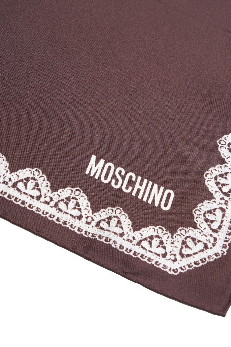 Moschino Rectangular Silk Scarf With Lace Pattern