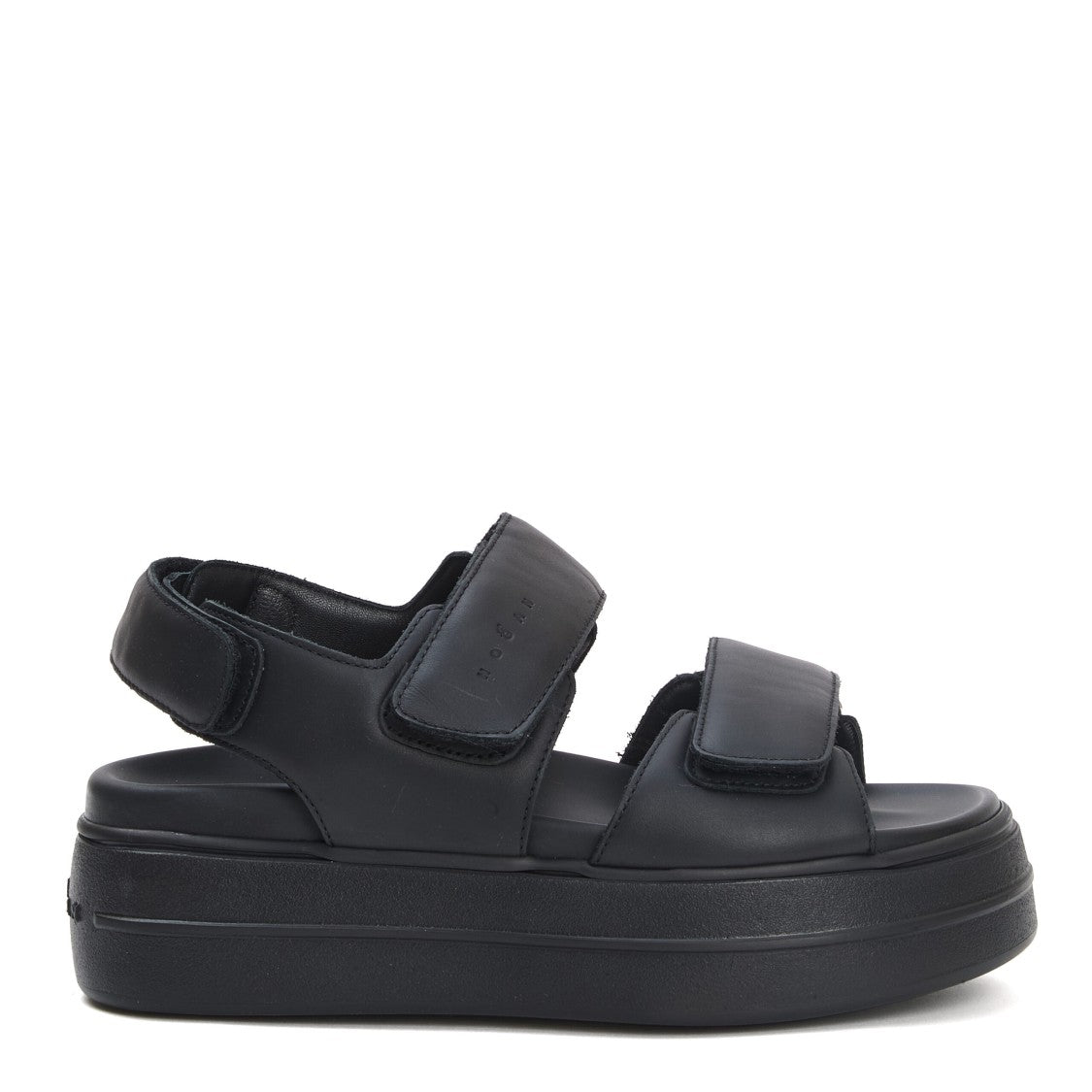 Hogan Black Leather Strap Sandal
