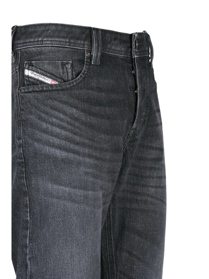 Diesel Black Cotton-Blend Straight Jeans