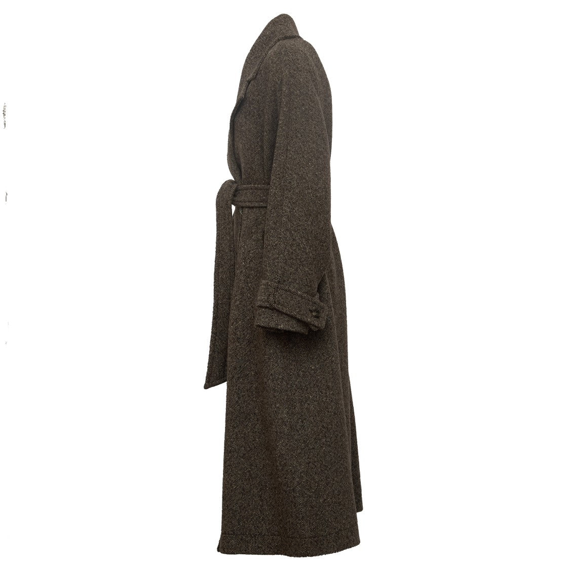 Max Mara Matching Belt Wool-Blend Tweed Long Coat