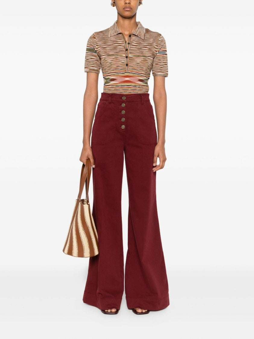 Etro Bordeaux Flared Jeans With High Waist