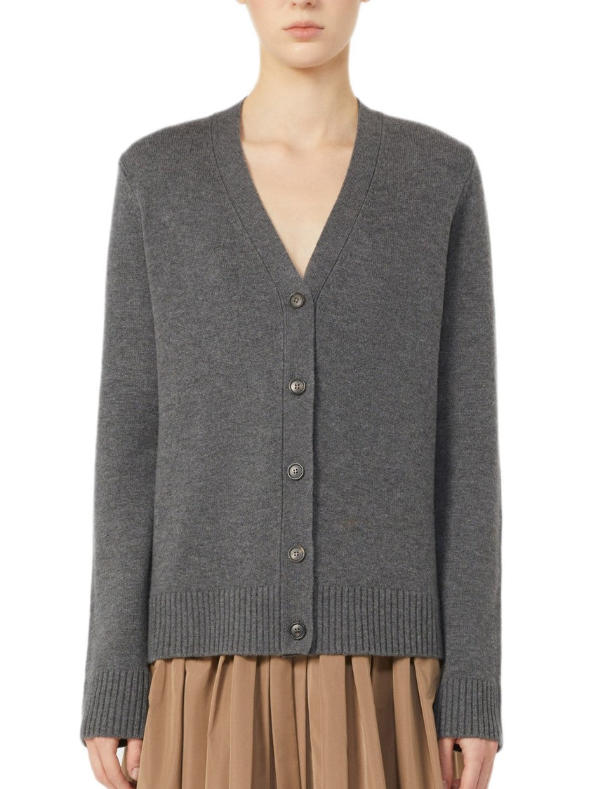 Max Mara Relaxed Fit V-Neck Cardigan With Horn Button Closure