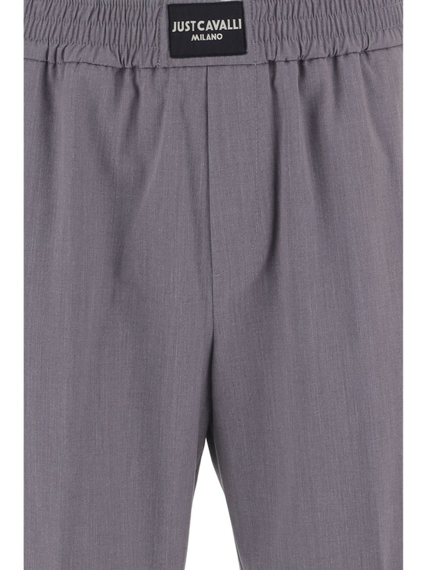 Just Cavalli Elastic Waist Straight-Leg Casual Pants
