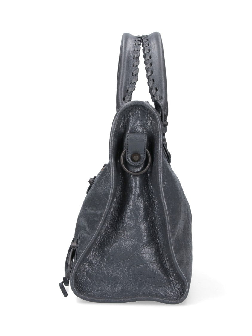 Balenciaga Textured Grey Crinkle Leather 'Le City' Bag