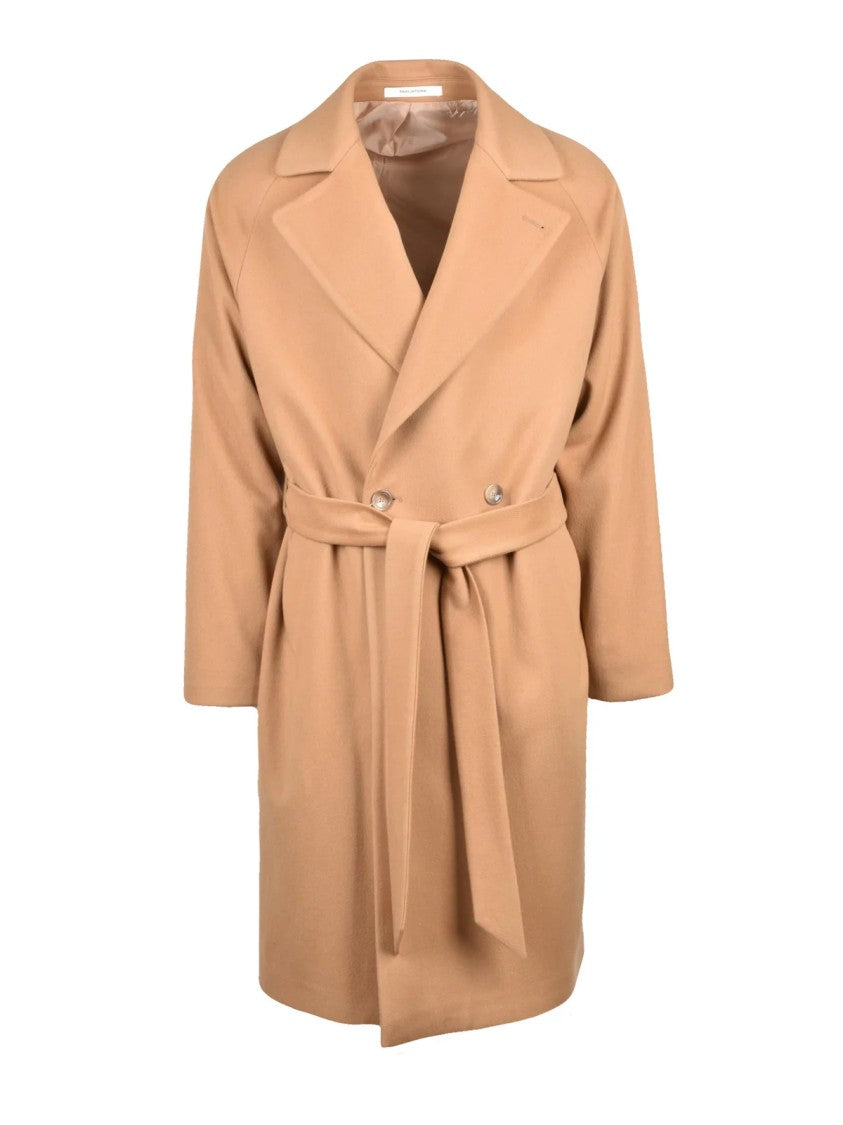 Tagliatore Beige Unlined Virgin Wool-Cashmere Long Coat