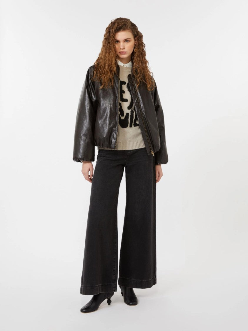 Max Mara Metallic Brown Bomber Jacket With Boxy Silhouette