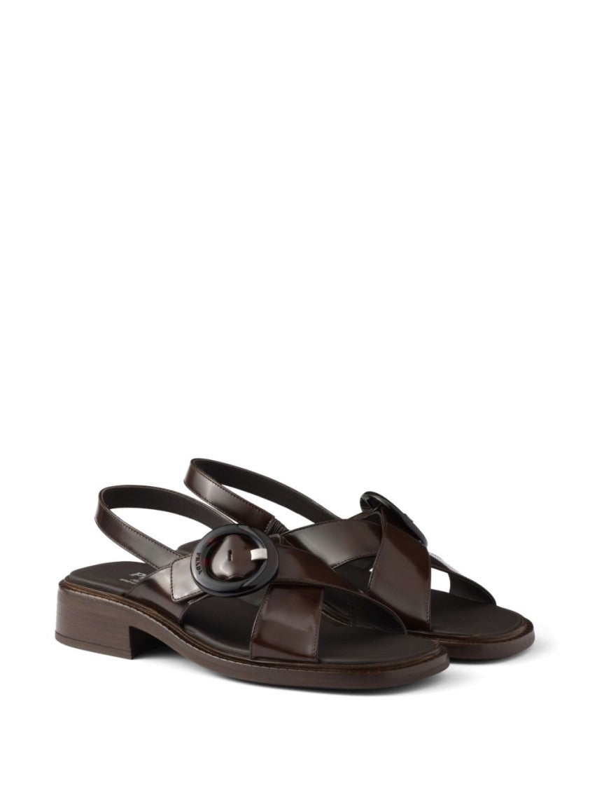 Prada Slingback Sandals With Crossed Straps