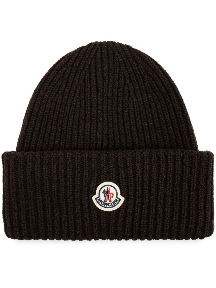 Moncler Ribbed Knit Hat With Folded Cuff