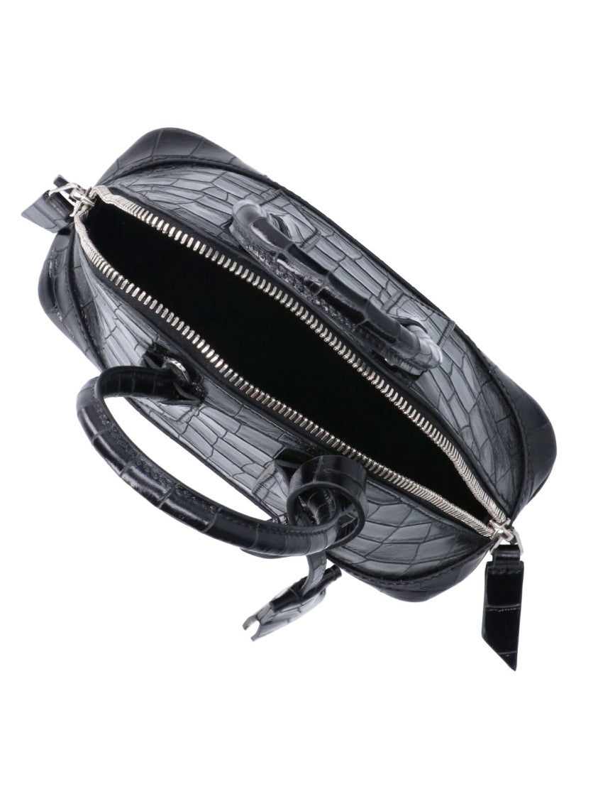 The Attico Black Sant Ambroeus Croc-Embossed Leather Mini Bag