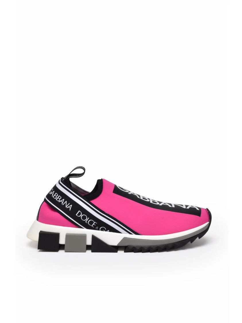 Dolce & Gabbana Fuchsia Elastic Bands Chunky Sole Lycra Sneakers