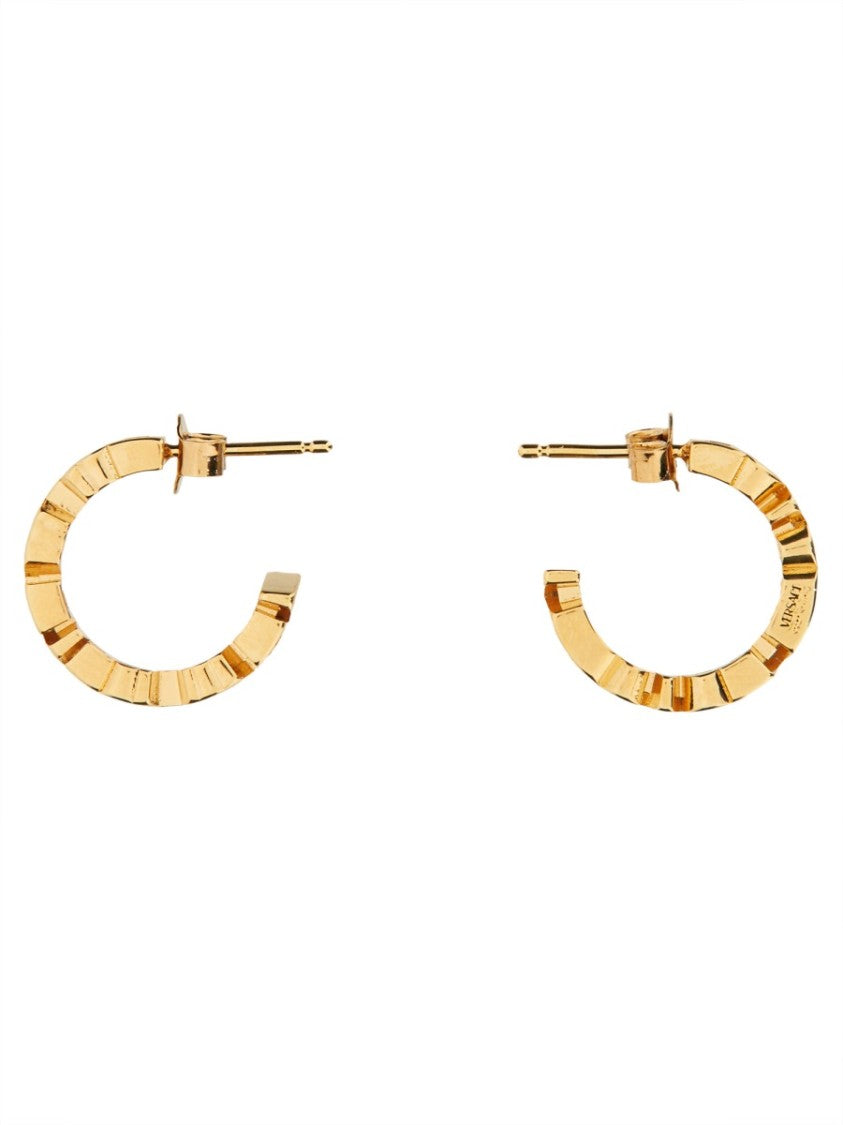 Versace Polished Brass Logo Hoop Earrings