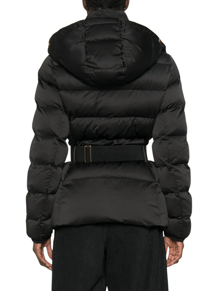 Elisabetta Franchi Black Quilted Hooded Polyester Down Coat