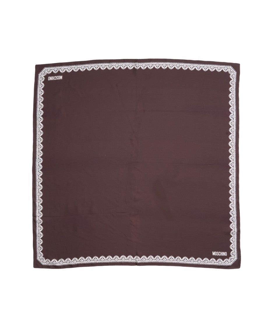 Moschino Rectangular Silk Scarf With Lace Pattern