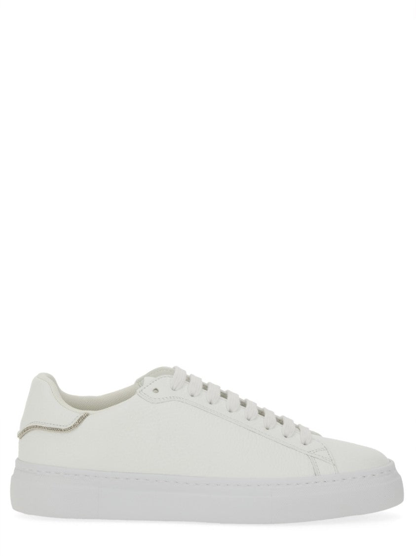 Fabiana Filippi White Leather Sneakers With Classic Lace-Up Design