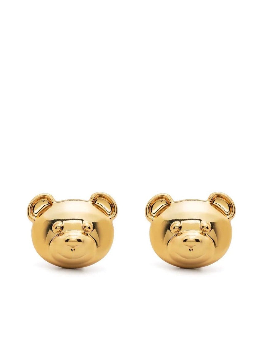 Moschino Bear Design Brass Earrings With Shiny Finish