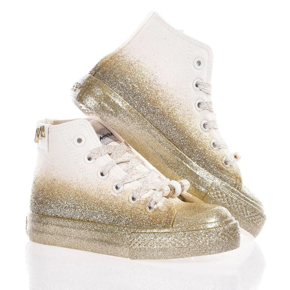 Mimanera High-Top Sneakers With Unique Gold Glitter Design